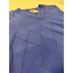 Mens Size M Vintage Blueberry Blue Argyle V Neck Ben Hogan Sweater Vest
